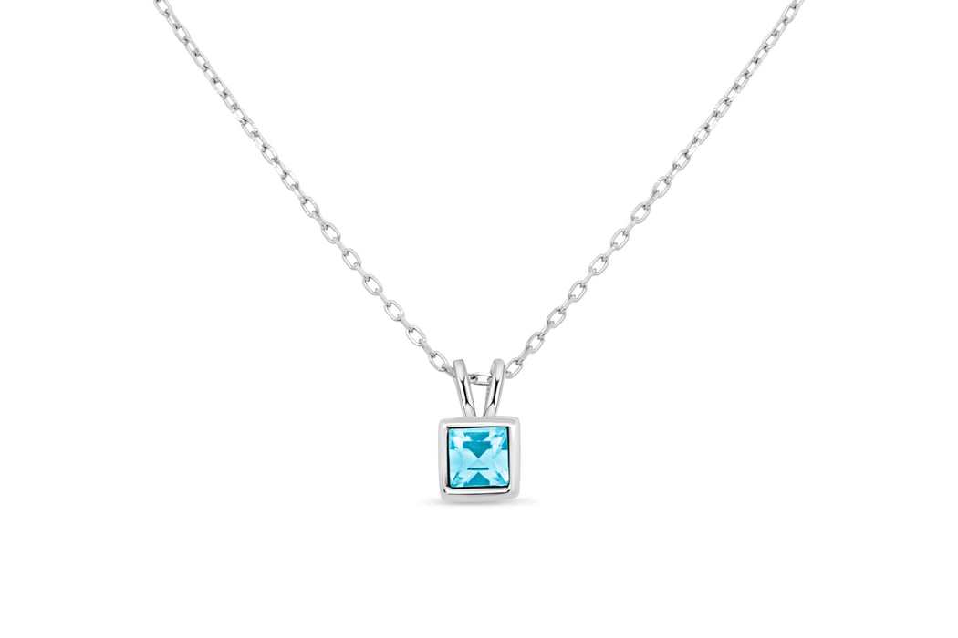 Casablanca Aquamarine Crystal Square Necklace