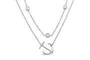 Casablanca Silver CZ Anchor Necklace