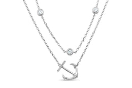 Casablanca Silver CZ Anchor Necklace