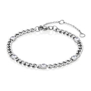 Steelx Stainless Steel CZ Curb Bracelet