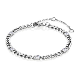 Steelx Stainless Steel CZ Curb Bracelet