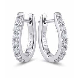 Casablanca Rhodium Plated CZ Hoop Earrings
