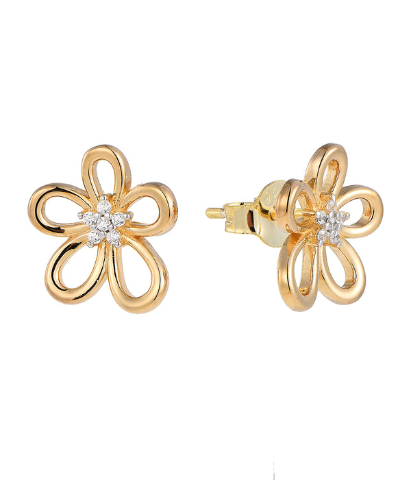 Casablanca Gold Plated CZ Flower Earrings