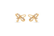 10KT Yellow Gold Diamond Bow Stud Earrings