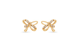 10KT Yellow Gold Diamond Bow Stud Earrings