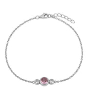 Casablanca Sterling Silver 3-Stone Bezel Birthstone Bracelet