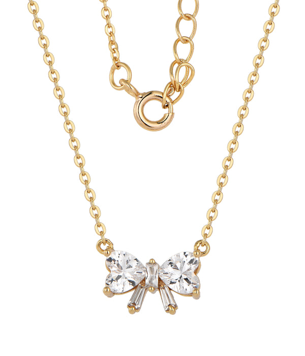 Casablanca Gold Plated Bow CZ Necklace