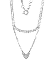 Casablanca Sterling Silver Bar & Heart Necklace