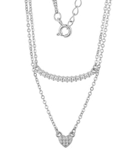 Casablanca Sterling Silver Bar & Heart Necklace
