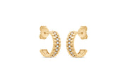 Yellow Gold CZ Half Hoop Earrings
