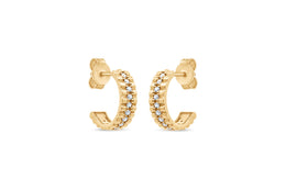 Yellow Gold CZ Half Hoop Earrings