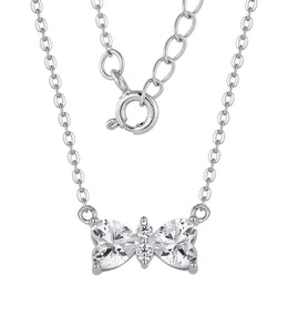 Casablanca Sterling Silver CZ Bow Necklace