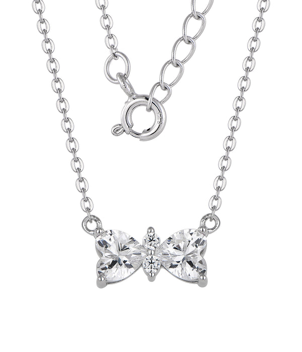 Casablanca Silver CZ Bow Necklace