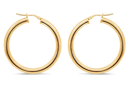 Casablanca Yellow Gold Plated Sterling Silver Smooth Hoop Earrings