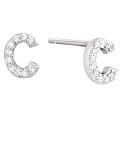 Casablanca Sterling Silver Initial Stud Earrings