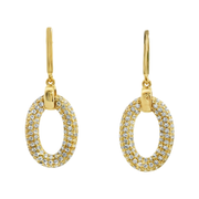 Casablanca Yellow Gold Plated CZ Pave Oval Drop Earrings