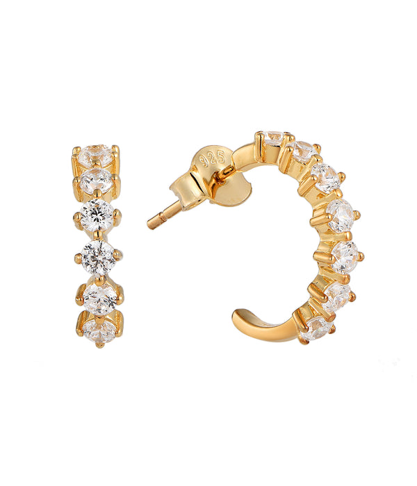 Casablanca Gold Plated CZ Half Hoop Earrings