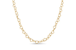 Yellow Gold Plated Sterling Silver Linked Hearts Necklace