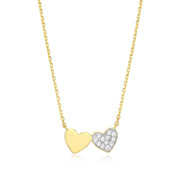Monte Luna Yellow Gold Plated Sterling Silver Double Heart Diamond Necklace