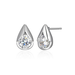 Elle Sterling Silver Tulip CZ Stud Earrings