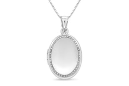 Casablanca Sterling Silver CZ Oval Locket Necklace