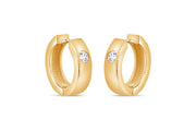 Casablanca Yellow Gold-Tone Sterling Silver Single CZ Hoop Earrings