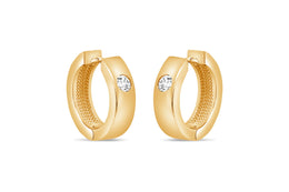 Casablanca Yellow Gold-Tone Sterling Silver Single CZ Hoop Earrings
