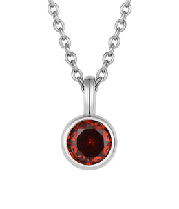Casablanca Sterling Silver Bezel-Set CZ Birthstone Pendant Necklace