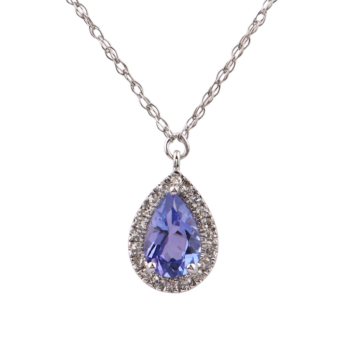 10kt White Gold & Lab Grown Tanzanite Necklace