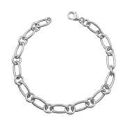Casablanca Sterling Silver Oval And Round Linked Bracelet