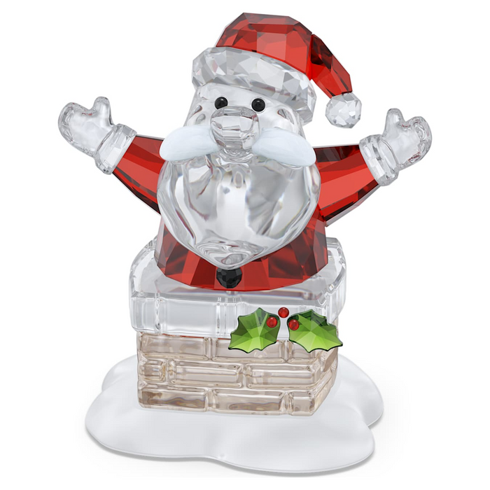 Swarovski Cheers Santa Claus and Chimney Figurine