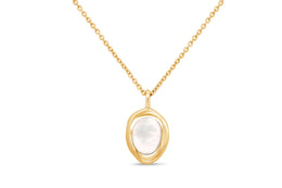 Silver Mother Of Pearl Necklace: Gold Plated