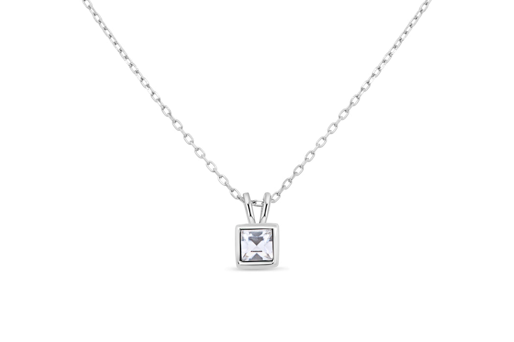 Casablanca Clear Crystal Square Necklace