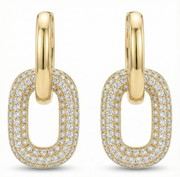 Casablanca Yellow Gold Plated CZ Double Link Drop Earrings
