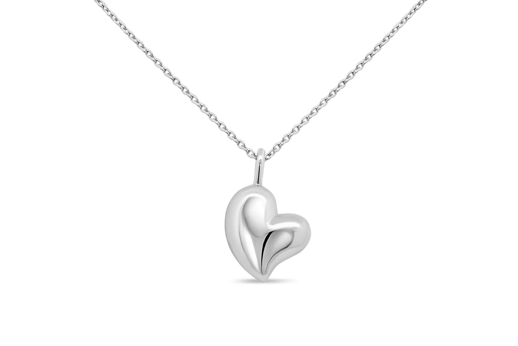 Casablanca Silver Puffed Heart Necklace