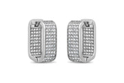 Casablanca Sterling Silver Square Hoop CZ Earrings