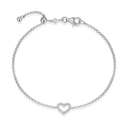 Monte Luna Sterling Silver Open Heart Diamond Bracelet