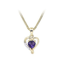 Casablanca Yellow Gold & Purple CZ Heart Necklace