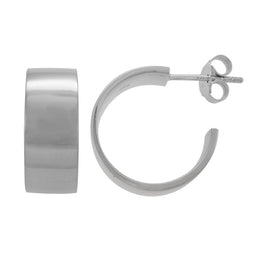 Casablanca Silver Smooth Hoop Stud Earrings