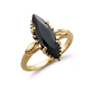 10KT Yellow Gold Black Hematite Fashion Ring