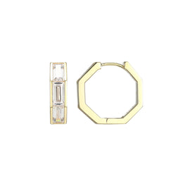 Elle Sterling Silver Baguette Hoop Earrings