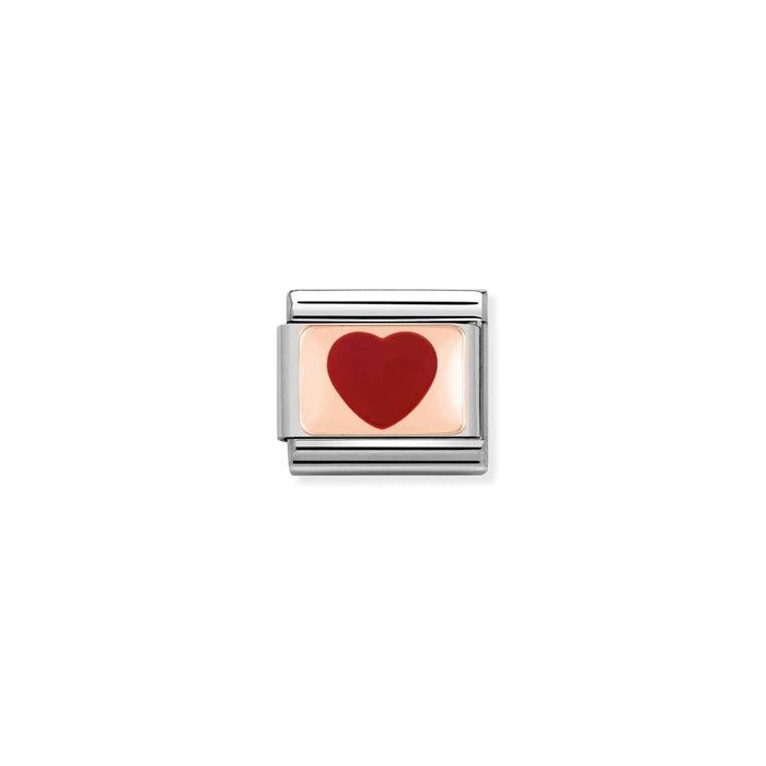 Nomination Italy Classic Link Rose Gold Plated Red Heart Charm