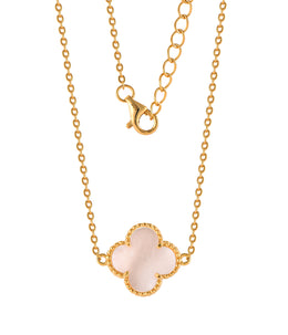 Casablanca Gold Plated Sterling Silver Opal Clover Necklace