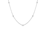 Sterling Silver Rolo Oval Beaded Chain Necklace