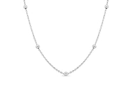 Sterling Silver Rolo Oval Beaded Chain Necklace