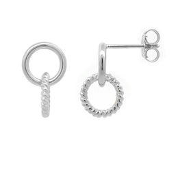 Casablanca Sterling Silver Circle Rope Stud Earrings