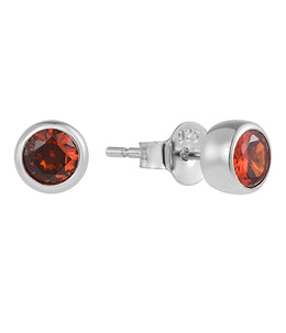 Casablanca Sterling Silver Bezel Birthstone Stud Earrings