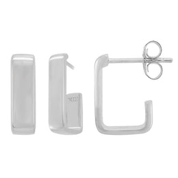 Casablanca Silver Block Hoop Earrings