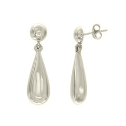 Casablanca Silver Polished Drop Stud Earrings