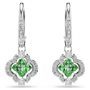 Swarovski Una Angelic Drop Earrings Emerald Green Clover Crystal Rhodium Plated